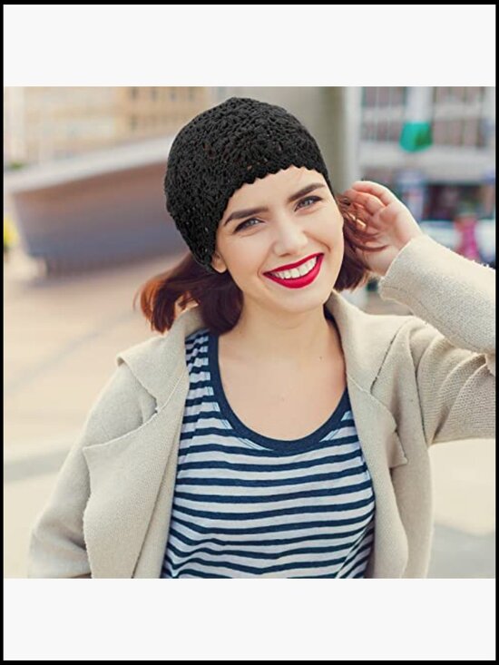 6 Pack Crochet Beanie Women Slouchy Knit Hat Cotton Floral Skull Cap Summer